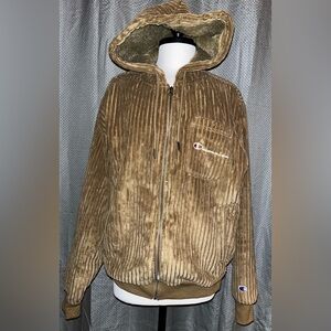 Champion Corduroy Zip front Hoodie
